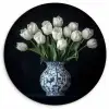 Wit - Bloemen - Tulpen - Vaas Wandcirkel plexiglas klein -3d
