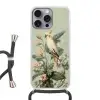 Gele kuifkaketoe - paradijsvogelbloemen - Groen Hoesje iPhone 16 Pro Max met koord klein -3d