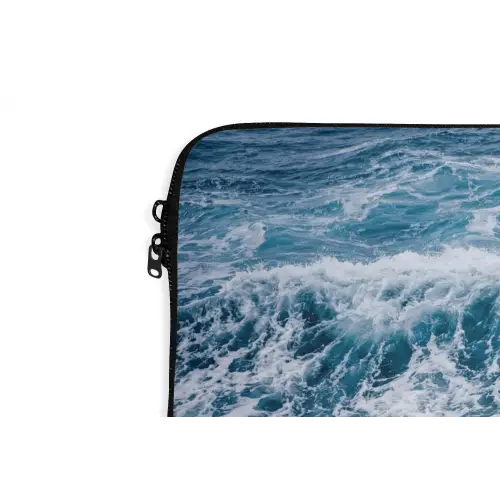 Golven - Oceaan - Blauw laptophoes neopreen klein -detail