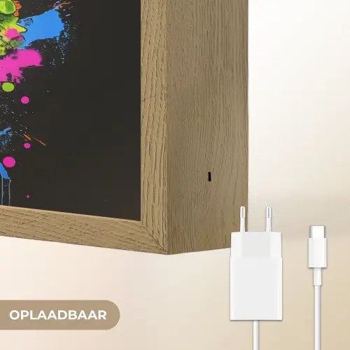 Hamburger - Graffiti - Verf - Kleurrijk - Eten - Abstract Light Box met batterij (Wandlamp) middel -USP_websiteoplaadbaarNL
