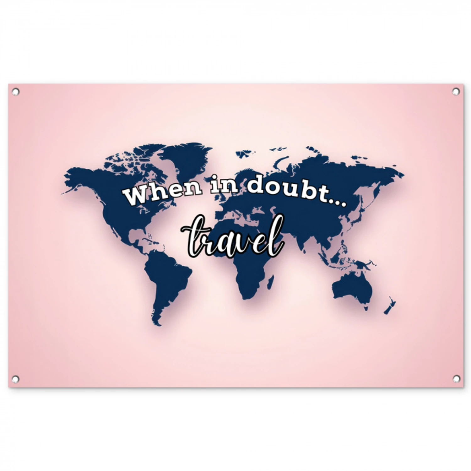 Roze - Quote - Wereldkaart - Travel tuinposter los doek groot -3d