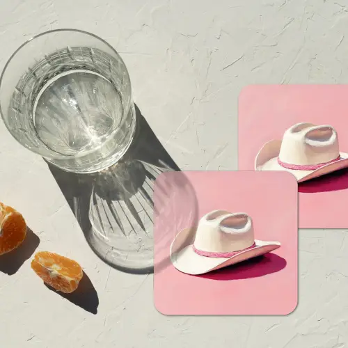 Zomers - Hoed - Roze onderzetter kurk middel -sfeer4