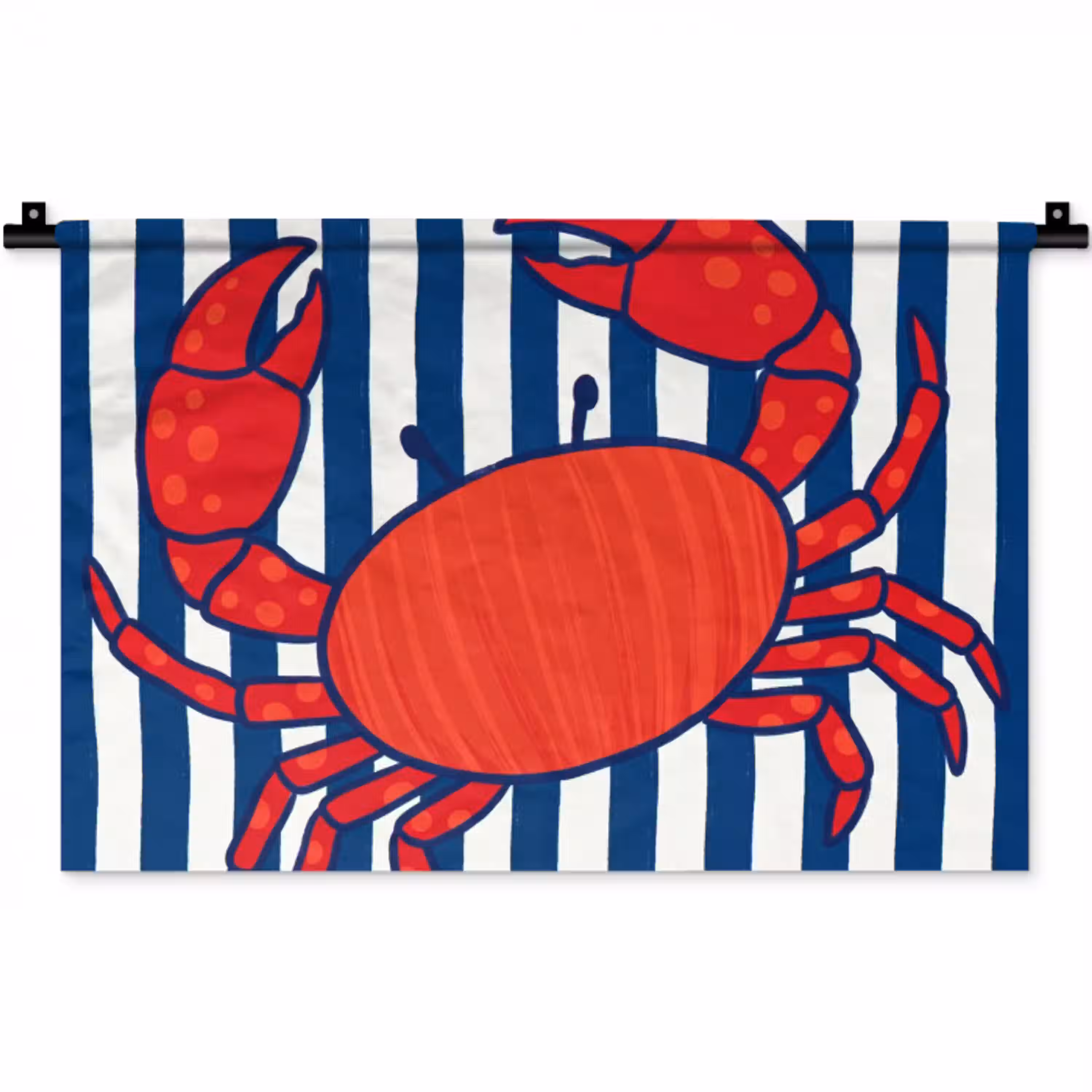 Krab - Strepen - Zeeleven - Illustratie - Rood Wandkleed katoen klein -zz3d