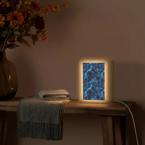Donker - Blauw - Bliksem Light Box met kabel (Tafellamp) klein 925 -sfeer4