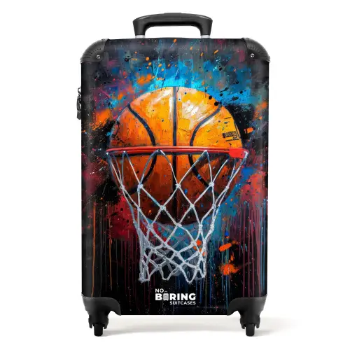 Basketbal omringd door graffiti NBS - Handbagage koffer - Unisex middel -productfoto_recht