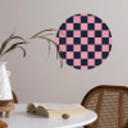 Traditioneel - Patroon - Blauw - Roze Wandcirkel behangsticker klein 186 -sfeer3