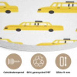 Taxi - Iconisch - Geel Akoestische PET Vilt - Rond klein 838 -closeup_NL
