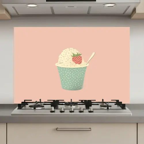 Bakje - Ijs - Aardbei - Roze keuken achterwand spatscherm klein -3d_website
