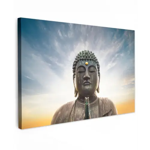 Boeddha hoofd - Buddha - Lucht - Spiritueel - Meditatie Tuinposter op houten frame 2 cm dik klein -3d