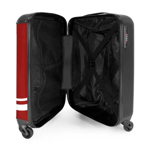 Rode achtergrond met wit kruispatroon linksonder NBS - Handbagage koffer - Kinderen Unisex middel -binnenkant