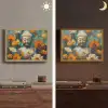 Buddha - Bloemen - Kleurrijk - Modern Light Box met batterij (Wandlamp) middel -sfeer3