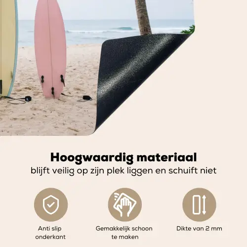 Surfboard - Palmbomen - Kleurrijk Inductie beschemer met haakjes klein -ky-onderkant-nl
