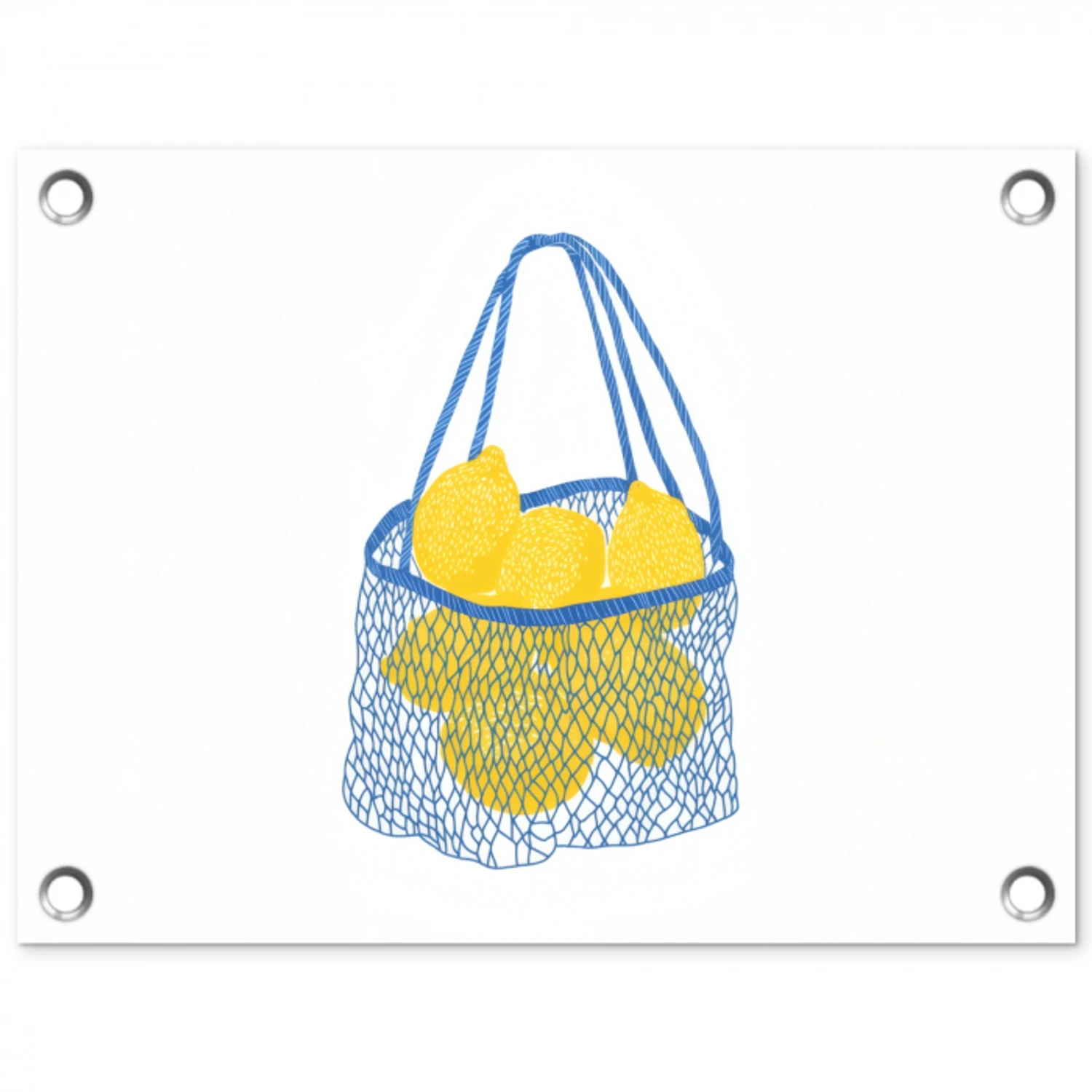 Tas - Blauw - Citroenen - Illustratie tuinposter los doek klein -3d