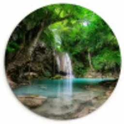 Jungle - Waterval - Planten - Water - Natuur Wandcirkel kunststof plaat 5mm dik klein -3d