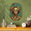 Vrouw - Bloemen - Vlinders - Natuur - Vintage Wandcirkel Ovaal Forex klein -sfeer2