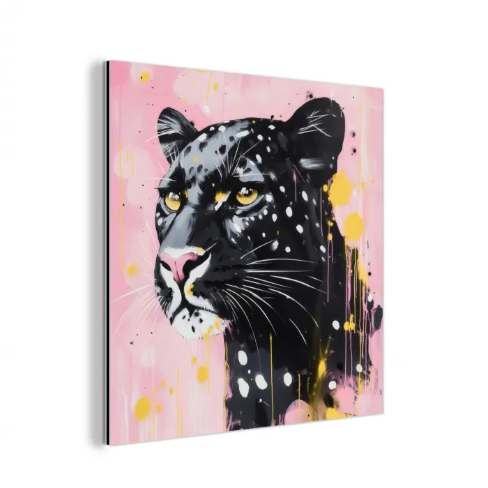 Zwart - Panter - Roze - Abstract aluminium wit klein -3d