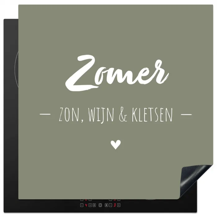 Quotes - Zomer, zon, wijn & kletsen - Tekst - Zomer Inductie beschermer vinyl 3mm middel -3d