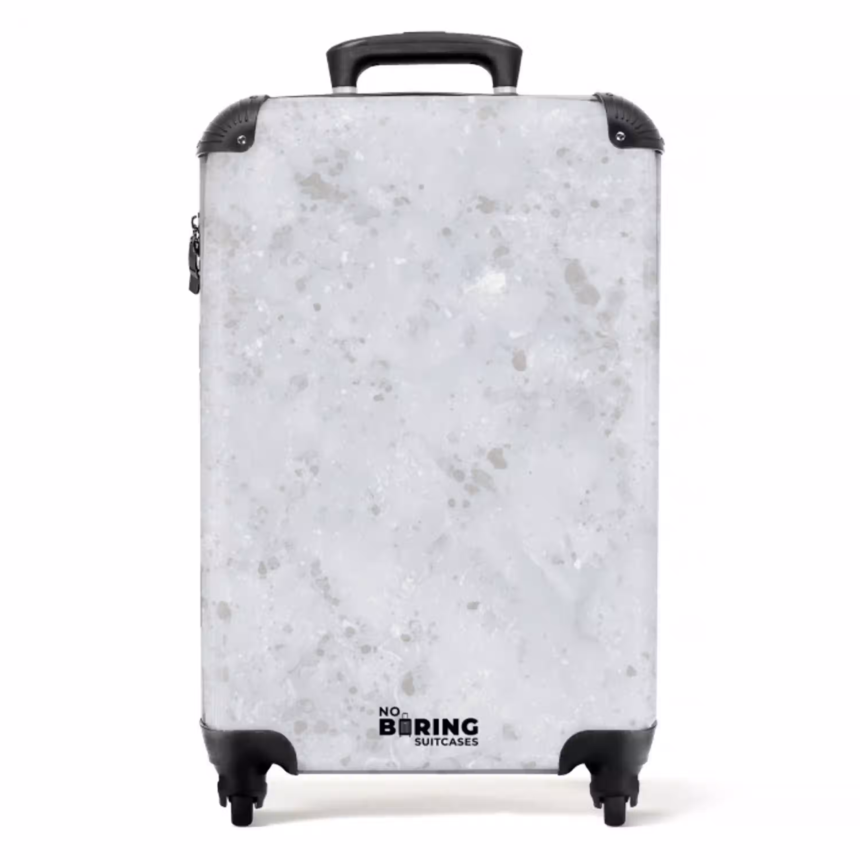 Grijs - Terrazzo-effect - Beton NBS - Handbagage koffer - Volwassenen Unisex middel -productfoto_recht