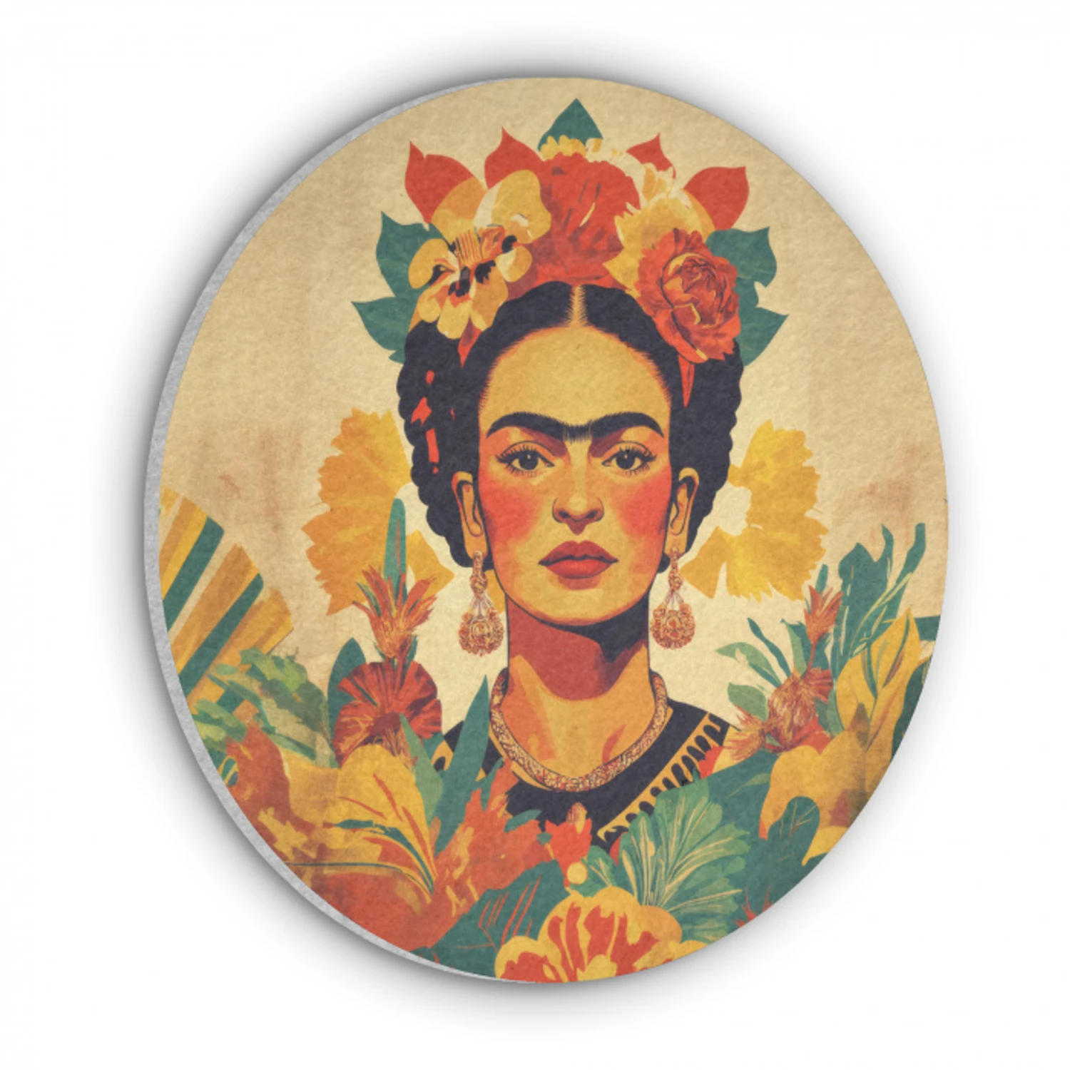 Vrouwelijk - Bloemen - Sieraden Akoestische PET Vilt - Rond klein -3d