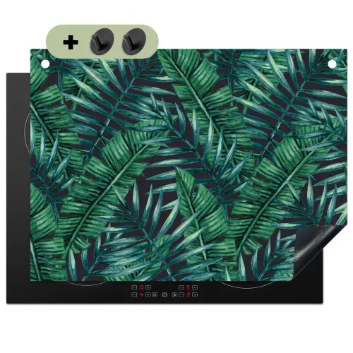 Jungle - Bladeren - Tropical Inductie beschemer met haakjes klein -3d