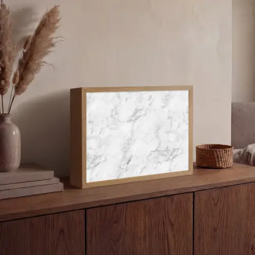 Klassiek - Marmer - Aders - Grijs Light Box met batterij (Wandlamp) middel 907 -sfeer2