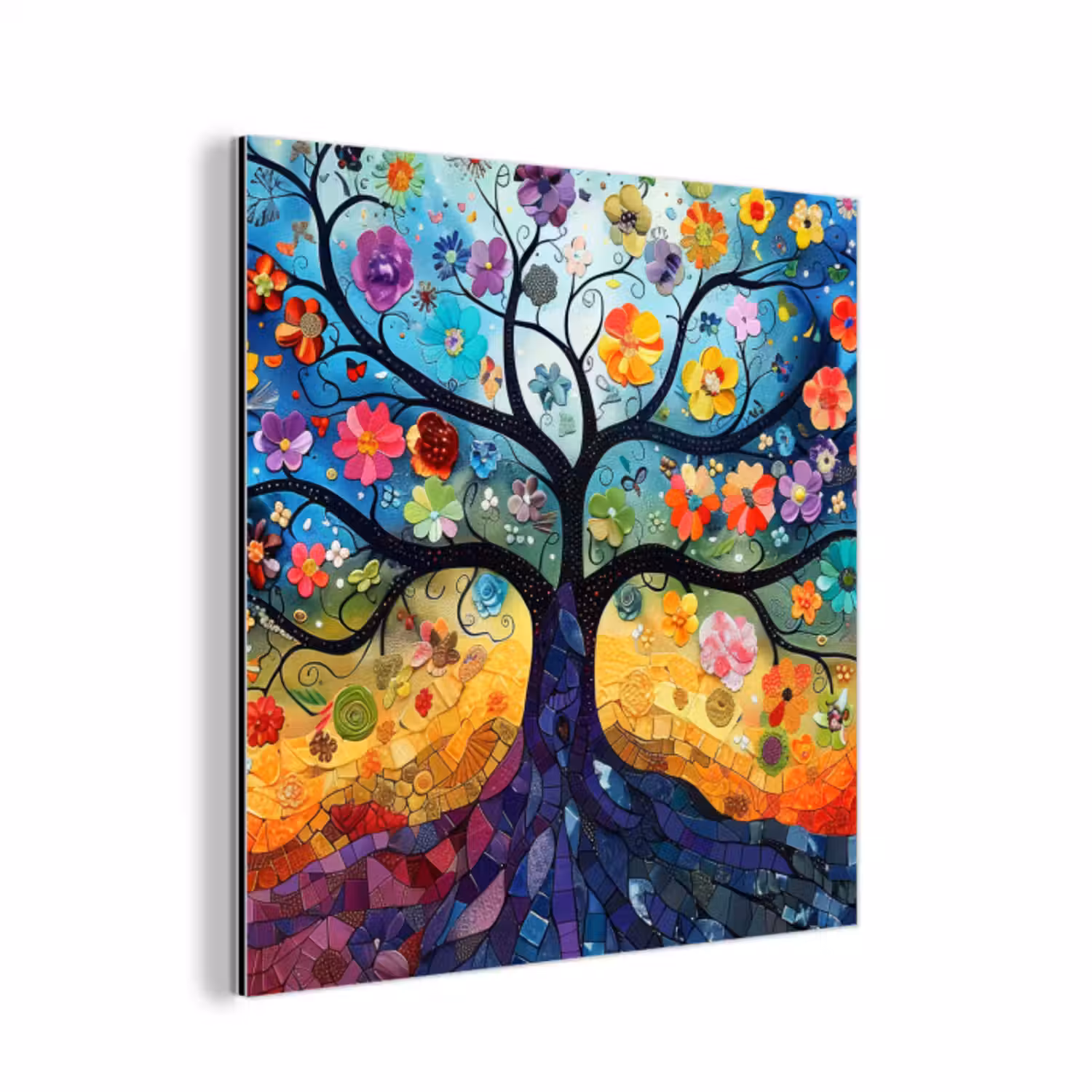 Aluminium schilderij - Kunst - Levensboom - Bloemen - Hippie