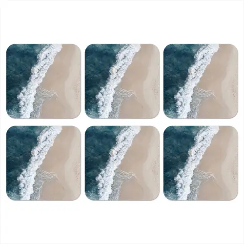Strand - Zee - Golven onderzetter kurk middel -3d