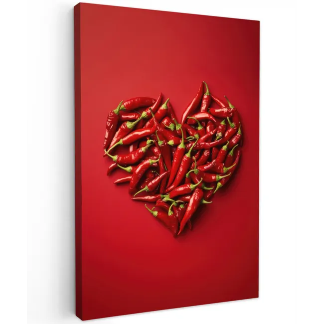 Pepers - Rood - Hart Tuinposter op houten frame 2 cm dik klein -3d