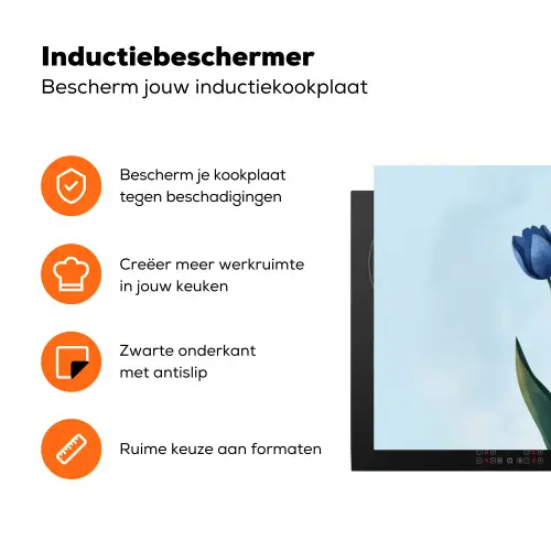 Tulpen - Blauw - Bladeren Inductie beschermer vinyl 3mm klein -zzzzzzz-td-ups