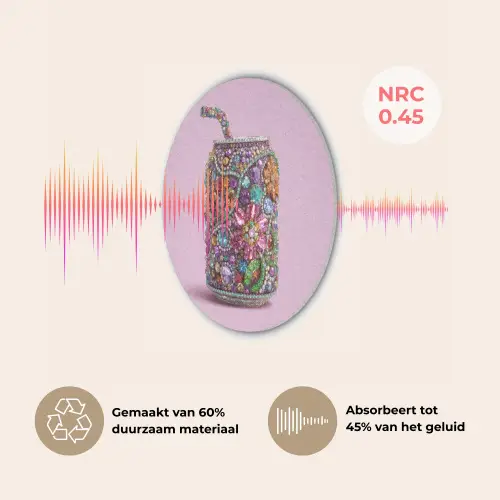 Frisdrankblikje - Bloemenpatroon - Edelstenen - Kleurrijk Akoestische PET Vilt - Rond klein -USP_NL