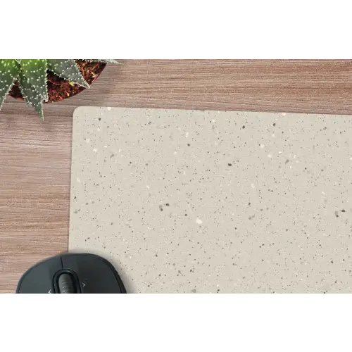 Lichtbeige - Terrazzo - Grijs muismat rubber klein 262 -closeup