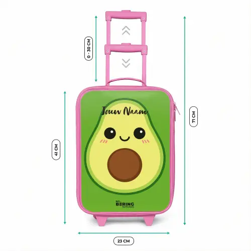 Kawai - Avocado - Groen Kinderkoffer - Roze klein -productfoto_formaten