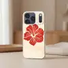 Rode hibiscusbloem - Textuur achtergrond - Beige Telefoonhoesje iPhone 17 Pro klein -sfeer2