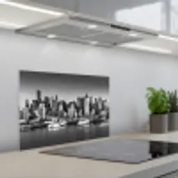 Skyline - Stad - Wolkenkrabbers - Zwart - Wit keuken achterwand spatscherm klein -3d_schuin