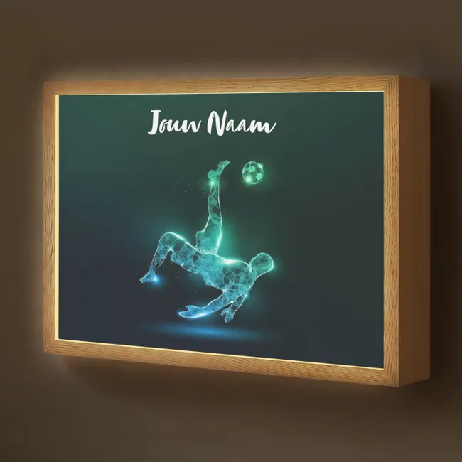 Lightbox - Wandlamp kinderkamer met naam - Voetbal - Voetballer - Jongen - Zwart
