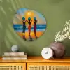 Vrouwen - Strand - Zondsondergang Wandcirkel Organisch Forex 3mm klein -sfeer2