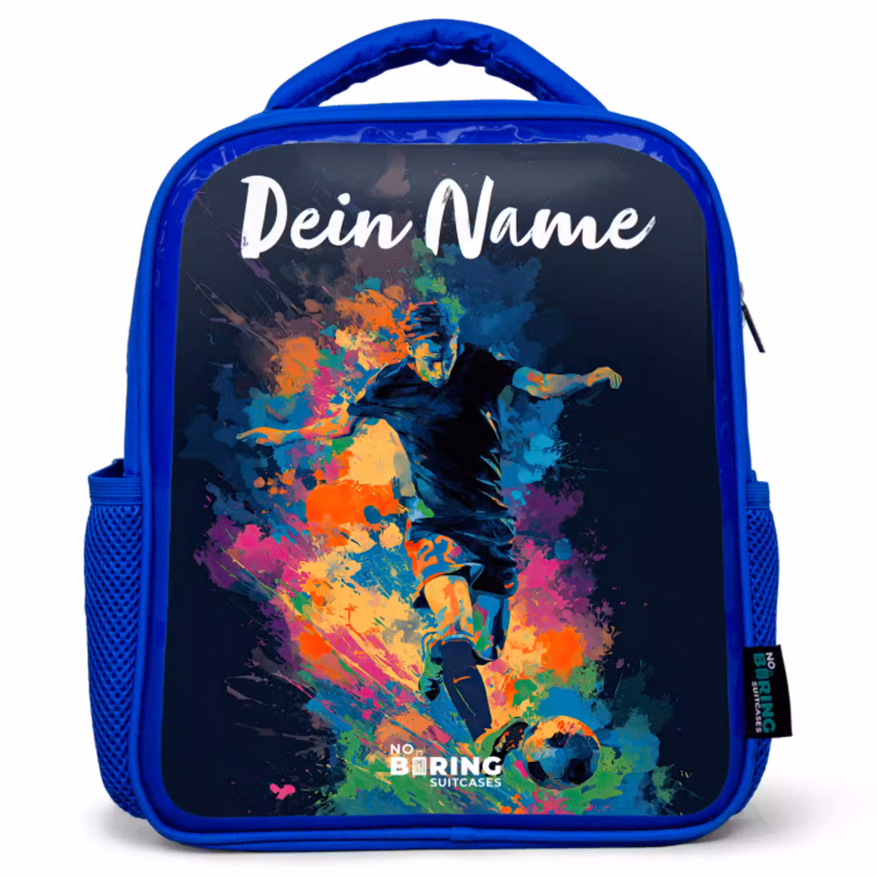 Neon - Voetballer - Kleurrijk Kinderrugzak - Blauw middel -3d