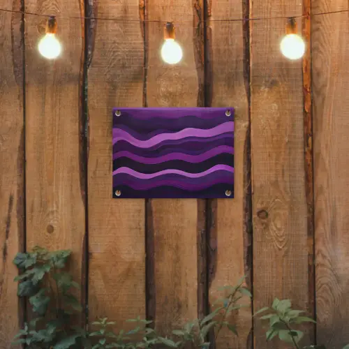 Lijnen - Golven - Paars - Abstract tuinposter los doek klein -sfeer1