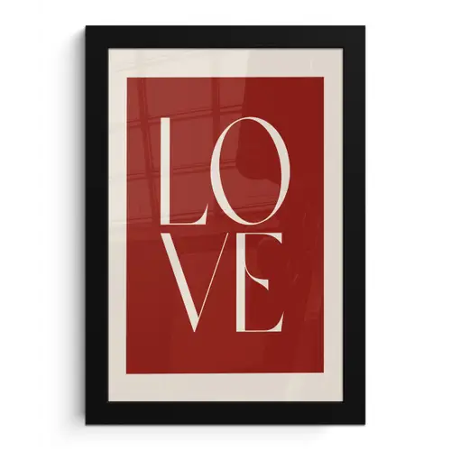 Love - Rood - Minimalistisch fotolijst zwart zonder passe partout klein -3d