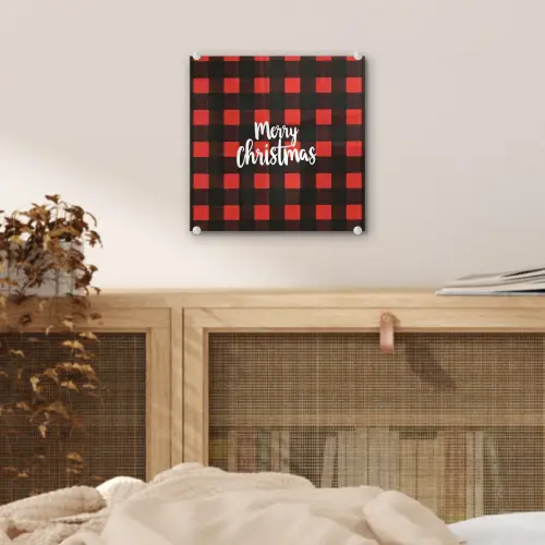 Geruit - Rood - Tekst - Christmas plexiglas 5mm klein -sfeer4
