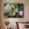 Roze bloemen - Vlinder - Zachte focus Textielframe zwart klein -sfeer1