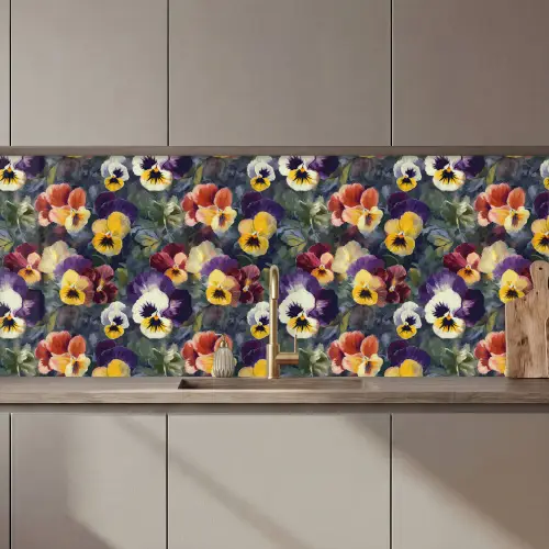 Viooltjes - Paars - Geel - Groen keuken achterwand 2 middel 871 zz_3dshopping