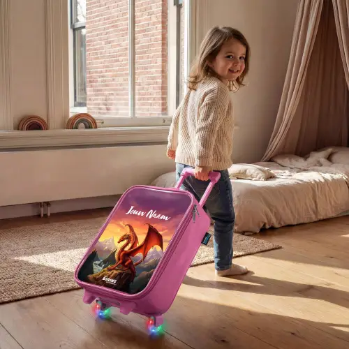 Rode reuzendraak Kinderkoffer - Roze klein -sfeer1