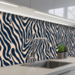 Zebra - Patroon - Blauw - Beige keuken achterwand 2 middel 871 -3d_schuin