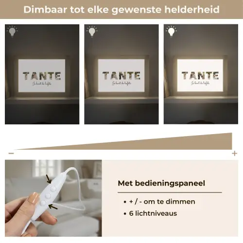 Tante - Lettercollage Light Box met kabel (Tafellamp) klein -USP_dimbaarNL