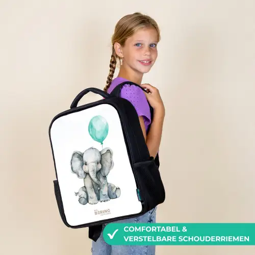 Olifant met blauwe ballon Rugzak - Zwart middel -sfeer6_NL