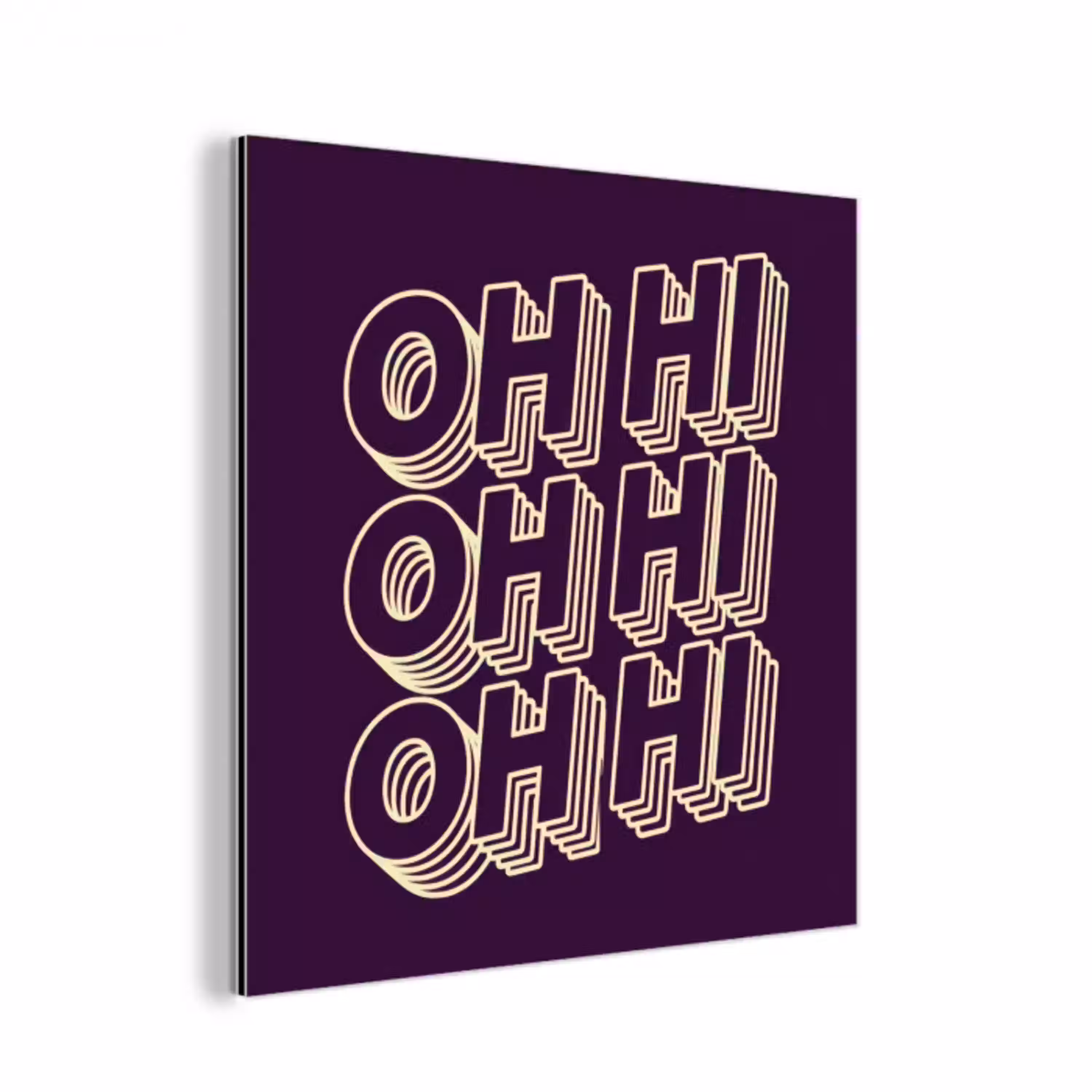 Oh hi - Paars - 3D aluminium wit klein -3d
