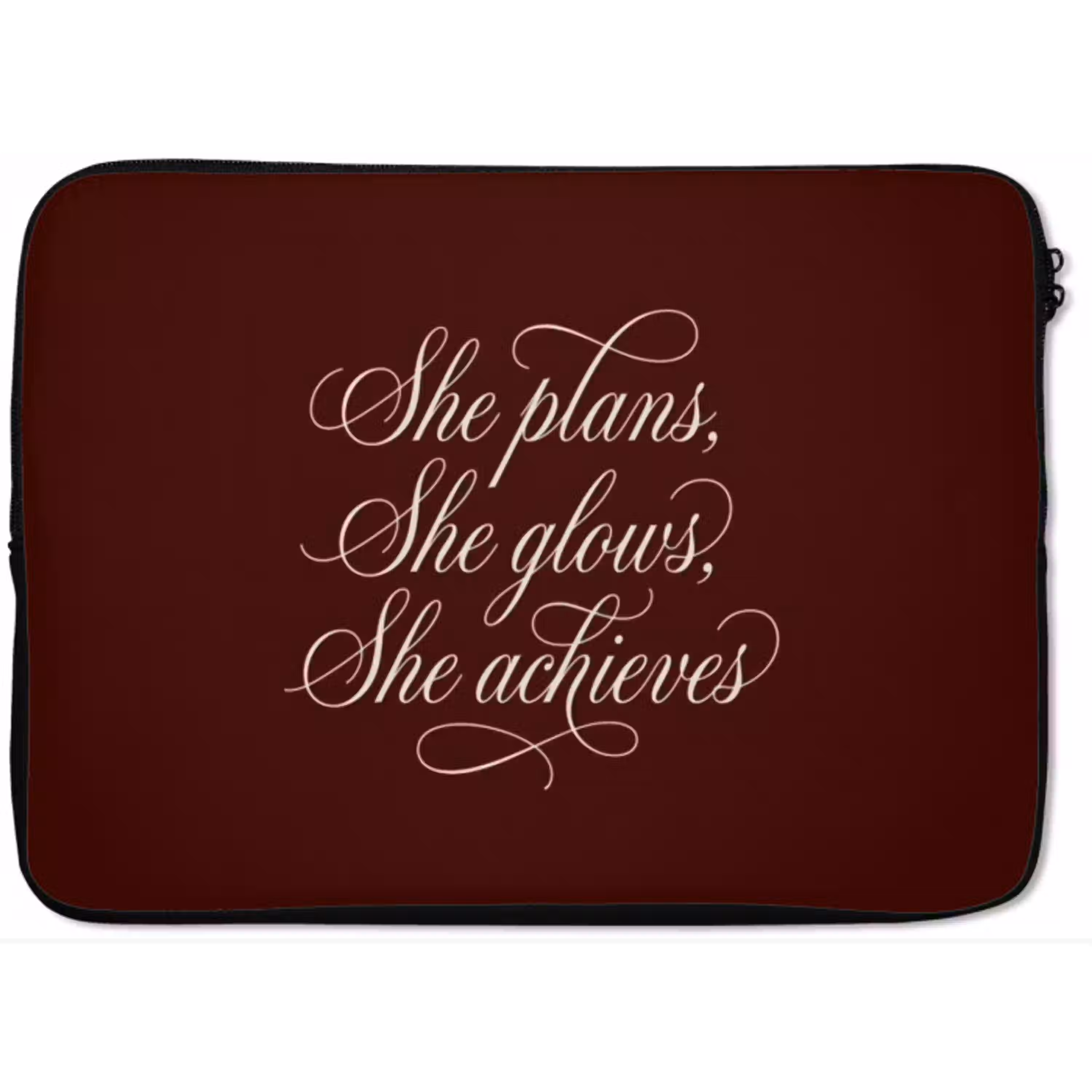 She plans she glows she achieves - Rood - Cursief laptophoes neopreen klein -zkaufland3dotto