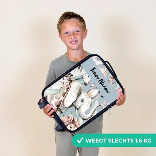 Jungle in Lichte Kleuren Kinderkoffer - Zwart klein -sfeer4_NL