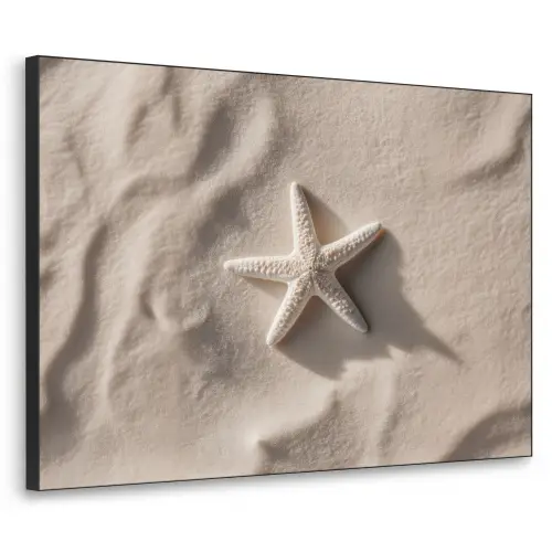 Strand - Zeester - Zand - Beige Textielframe zwart klein -3d